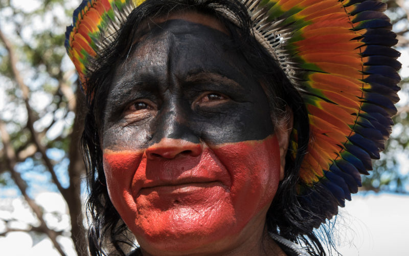 Brasilia, Brazil.  The Acampamento Terra Livre (ATL). Ta’Kire Kayapo.