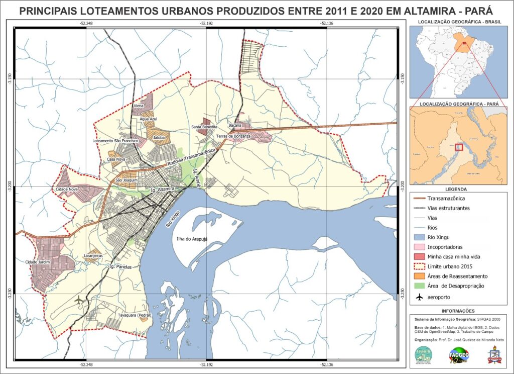 Mapa com os principais loteamentos urbanos em Altamira