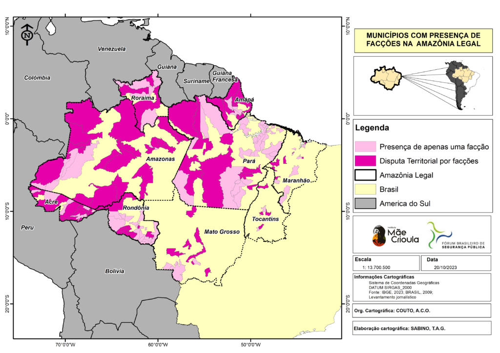 Municípios com a presença de facções criminosas na Amazônia Legal