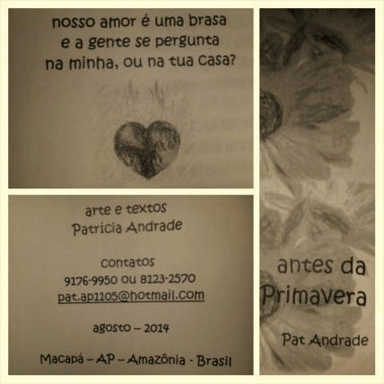 Páginas de livro artesanal de Patrícia Andrade
