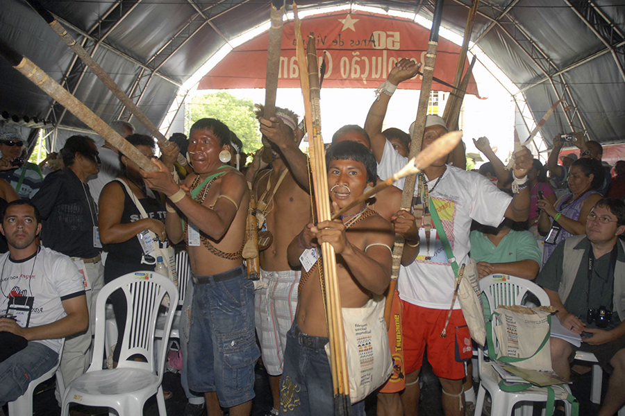 Indígenas de diversas etnias do Vale do Javarí protestam por mais saúde em 2009 em Belém. Foto: Fabio Rodrigues Pozzebom/Agência Brasil