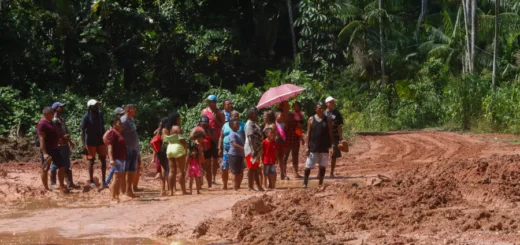 A construção da Av. Liberdade soterra modos de vida inteiros com máquinas e concreto. Foto: Oswaldo Forte / Amazônia Latitude.