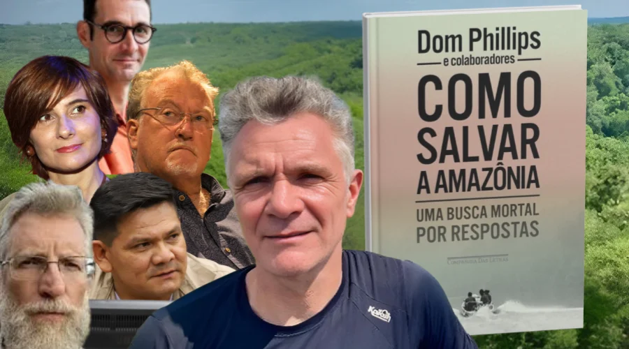 Autores do "Como Salvar a Amazônia". Fotos: Reprodução/Redes Sociais; Julián Roldán/FNPI; Fronteiras do Pensamento/Wikimedia Commons; Canon Gate (via); Rômulo Serpa/Agência CNJ; Companhia das Letras/Divulgação;