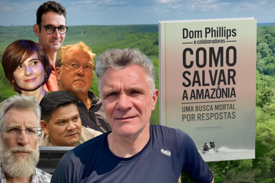 Autores do "Como Salvar a Amazônia". Fotos: Reprodução/Redes Sociais; Julián Roldán/FNPI; Fronteiras do Pensamento/Wikimedia Commons; Canon Gate (via); Rômulo Serpa/Agência CNJ; Companhia das Letras/Divulgação;
