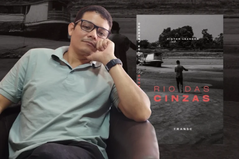 Victor Leandro e seu livro "Rio das Cinzas". Fonte: Raphael Alves/Divulgação/Temiporã Livros.