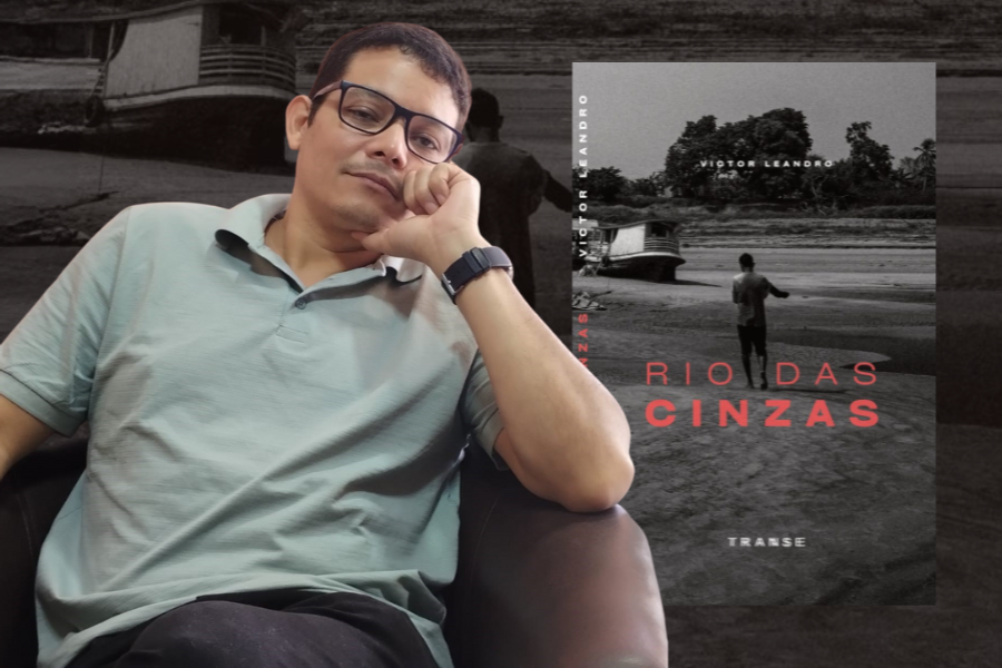 Victor Leandro e seu livro "Rio das Cinzas". Fonte: Raphael Alves/Divulgação/Temiporã Livros.