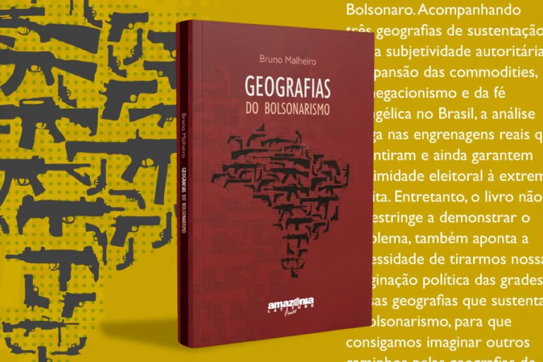 A editora Amazônia Latitude Press disponibiliza gratuitamente a versão digital de "Geografias do Bolsonarismo", de Bruno Malheiro. Arte: Fabrício Vinhas/Amazônia Latitude.