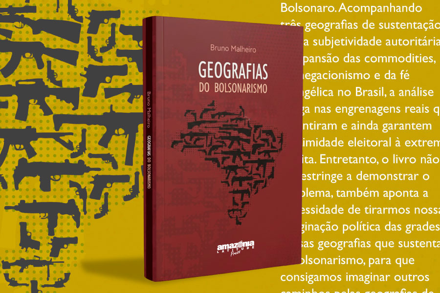A editora Amazônia Latitude Press disponibiliza gratuitamente a versão digital de "Geografias do Bolsonarismo", de Bruno Malheiro. Arte: Fabrício Vinhas/Amazônia Latitude.