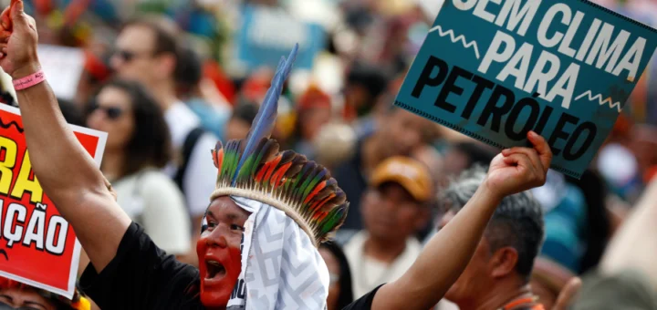 Marcha Global dos Povos Indígenas - A Resposta Somos Nós, evento paralelo à COP30. Foto: Bruno Peres/Agência Brasil.