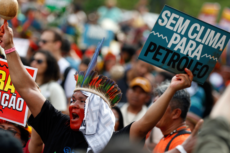 Marcha Global dos Povos Indígenas - A Resposta Somos Nós, evento paralelo à COP30. Foto: Bruno Peres/Agência Brasil.