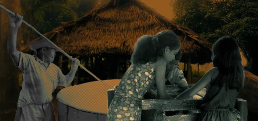 No mundo-vida da mandioca, a Casa do Forno — também chamada de casa de farinha ou retiro — ergue-se como um espaço emblemático, um território de saber-fazer e de transformação da matéria em comida. Fotos: Miguel Picanço. Arte: Fabrício Vinhas.