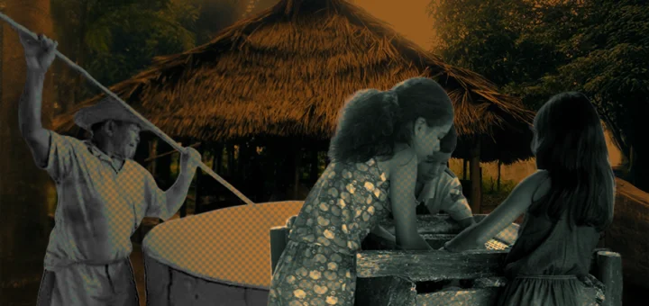 No mundo-vida da mandioca, a Casa do Forno — também chamada de casa de farinha ou retiro — ergue-se como um espaço emblemático, um território de saber-fazer e de transformação da matéria em comida. Fotos: Miguel Picanço. Arte: Fabrício Vinhas.