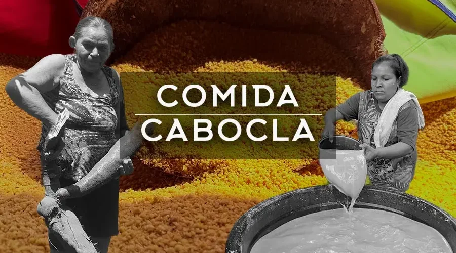 "Papa-chibé" e orgulho: a farinha de mandioca como "cimento" que une sabores e práticas cotidianas na mesa de povos das florestas, rios e cidades. Arte: Fabrício Vinhas/Amazônia Latitude.