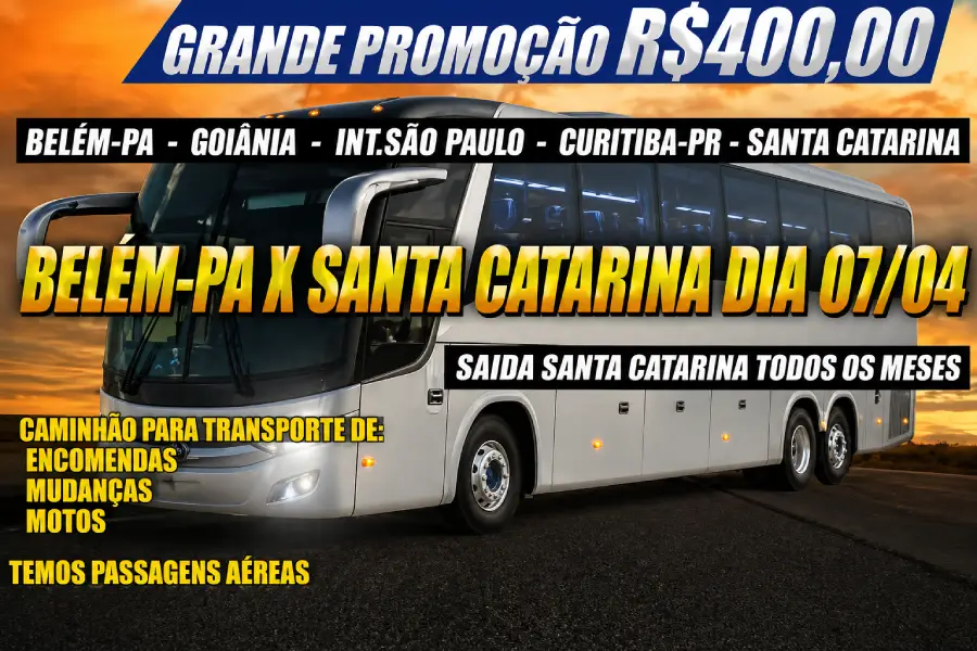 Rotas como Belém–Santa Catarina evidenciam um fluxo constante de deslocamento de trabalhadores em busca de melhores condições de vida. Reprodução de Redes Sociais.
