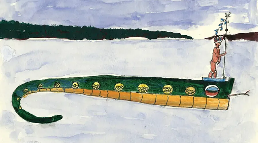 “Cobra de Transformação”. Pintura de Feliciano Lana. Acervo_ Museu da Amazônia (MUSA).