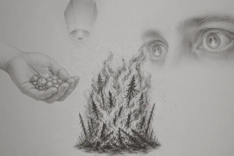O ouro como isca, o fogo como destino. 'O Pecado' mergulha na mente de quem vê a Amazônia apenas como território de conquista e impunidade. Arte: Loan Bastos/Amazônia Latitude.