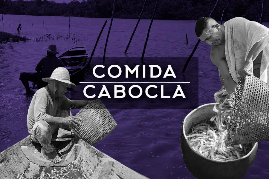 Da lida silenciosa no porto ao braseiro no quintal: o entrelaçamento entre as linhas de vida dos pescadores de Urumajó (PA) e os rituais de partilha que dão forma e sentido à comida cabocla. Arte: Fabrício Vinhas/Amazônia Latitude.