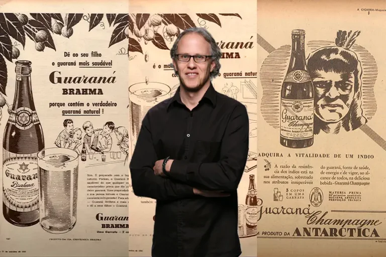 O historiador Seth Garfield destrincha como a transformação da planta sagrada em refrigerante de massa operou sob a lógica do apagamento da ciência indígena e do racismo ambiental. Arte: Loan Basto/Revista Amazônia Latitude.