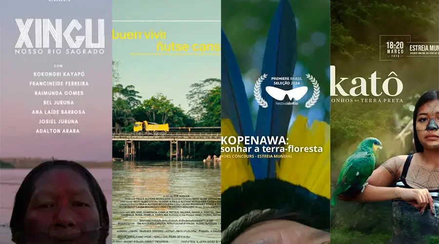  A 15ª edição do Filmambiente reúne cerca de 60 filmes brasileiros e internacionais em programação presencial e online. Entre as produções em destaque estão: Xingu, Nosso Rio Sagrado, Viver Bem: ñtse canseye, Kopenawa: Sonhar a Terra-Floresta e Katô: Sonhos da Terra Escura. Montagem: Loan Bastos/Amazônia Latitude.